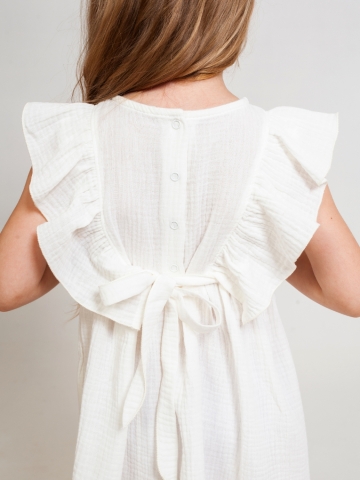 322-МО. Платье из муслина детское, хлопок 100% молочный, р. 122,128,134,140